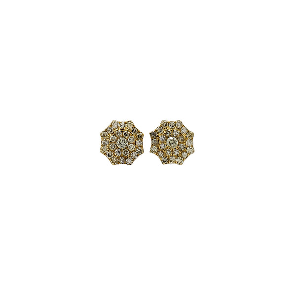 Diamond Cluster Octagonal Stud Earrings (14K) Popular Jewelry New York