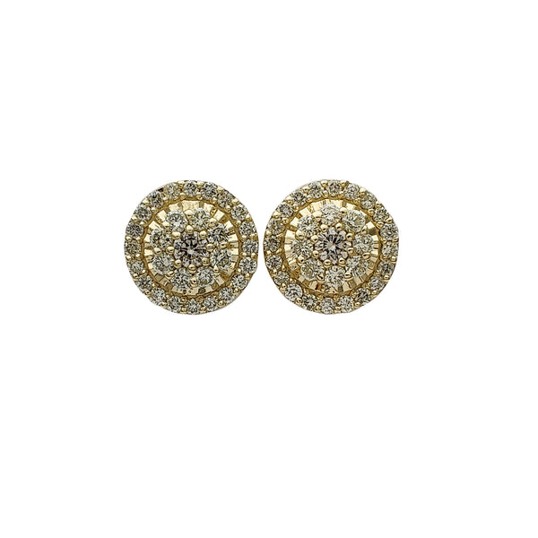 Diamond Cluster Fluted Stud Earrings (14K)