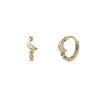 Zirconia Crescent Moon & Stars Huggie Earrings (14K)