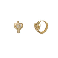 Zirconia Heart Huggie Earrings (14K)