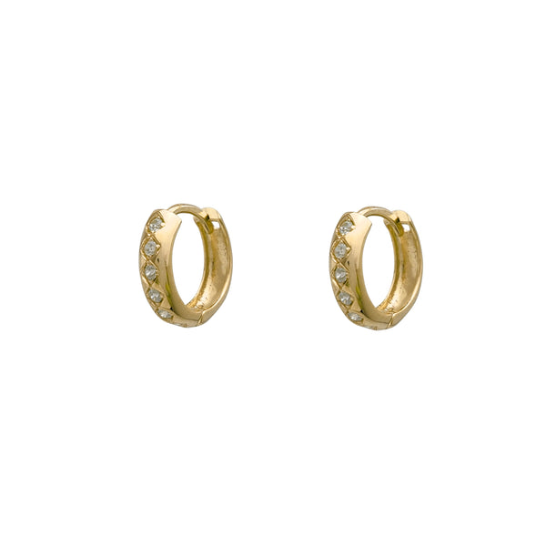 Zirconia Huggie Earrings (14K)