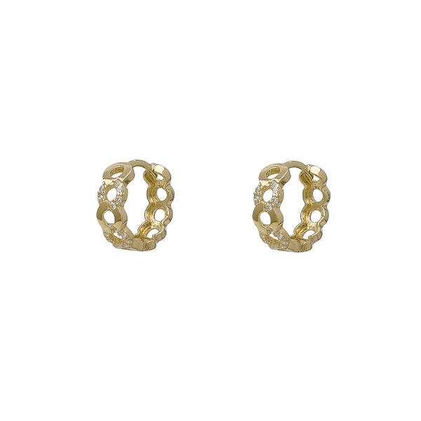 Zirconia Rolo Huggie Earrings (14K)