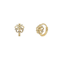 Zirconia Flower Huggie Earrings (14K)