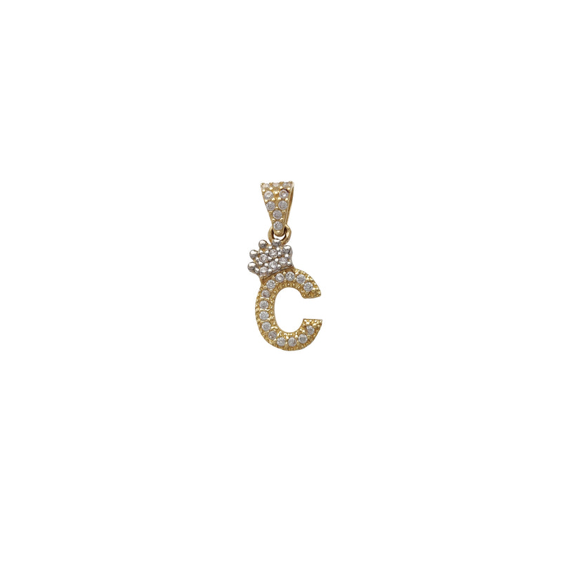 Miniature Icy Crown Initial Letter Pendant (14K)