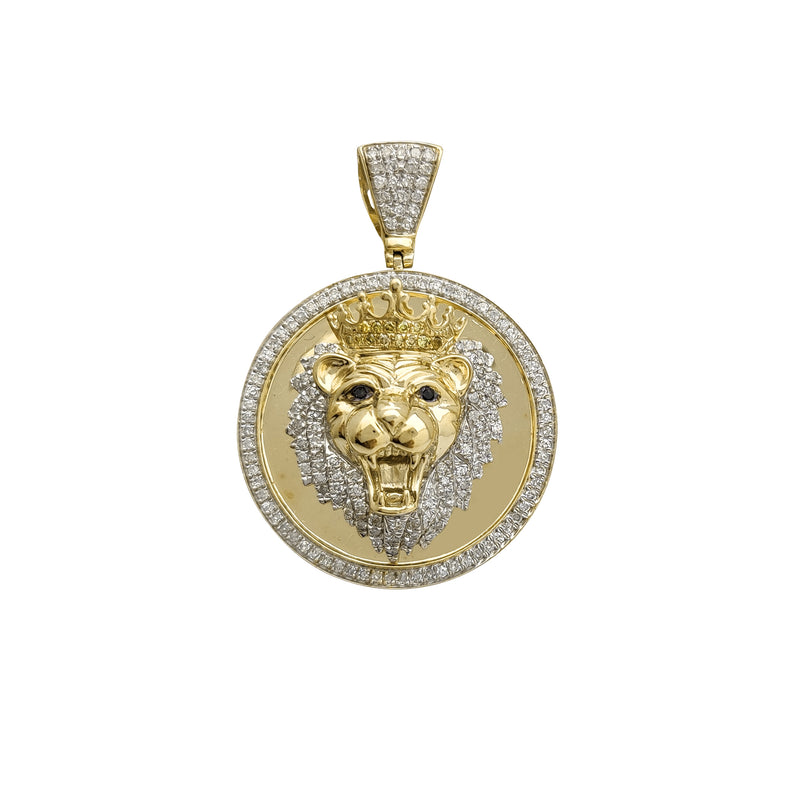 Diamond Lion King Medallion Pendant (10K)