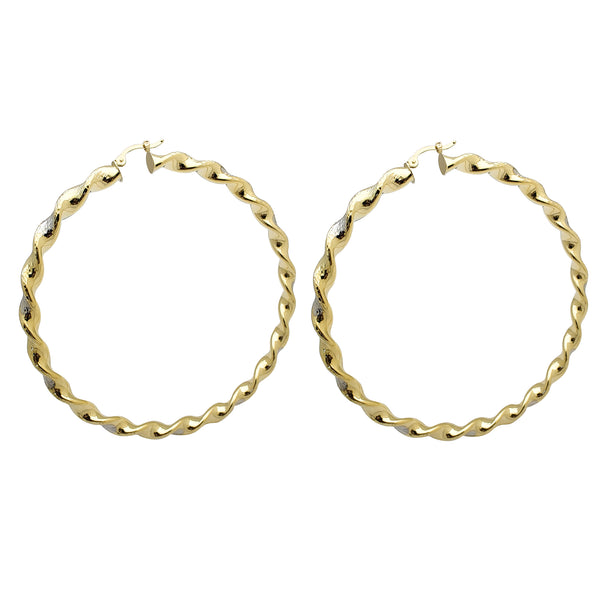 Two-Tone Twisted Hoop Earrings (14K)