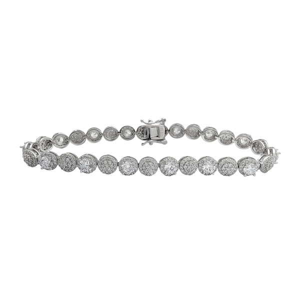 Icy & Halo Round Tennis Bracelet (Silver)