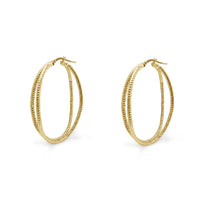 Glossy Criss-cross Rope Hoop Earrings (14K)