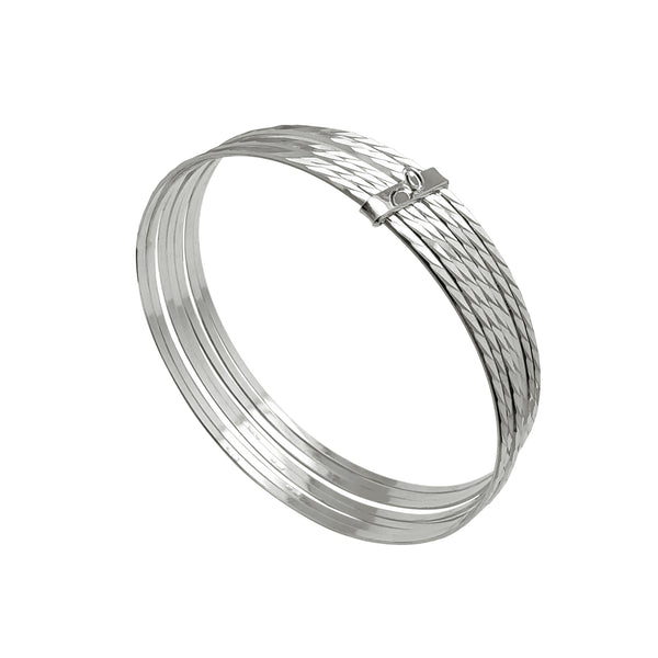 Diamond-Cut Semanario Bangle Bracelet (Silver)