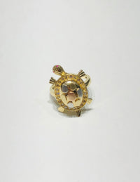 Turtle Tri-Color Sand Blast Finish CZ Ring (14K)