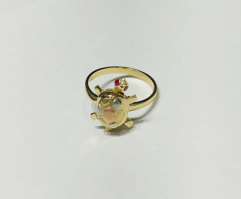 Turtle Tri-Color CZ Ring (14K)