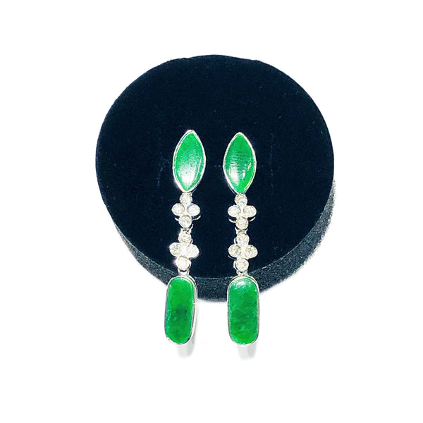 Marquise and Oval Jade Diamond Earring (18K)