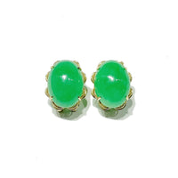 Oval Jade Cabochon Earring (14K)