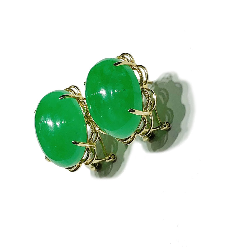 Oval Jade Cabochon Earring (14K)