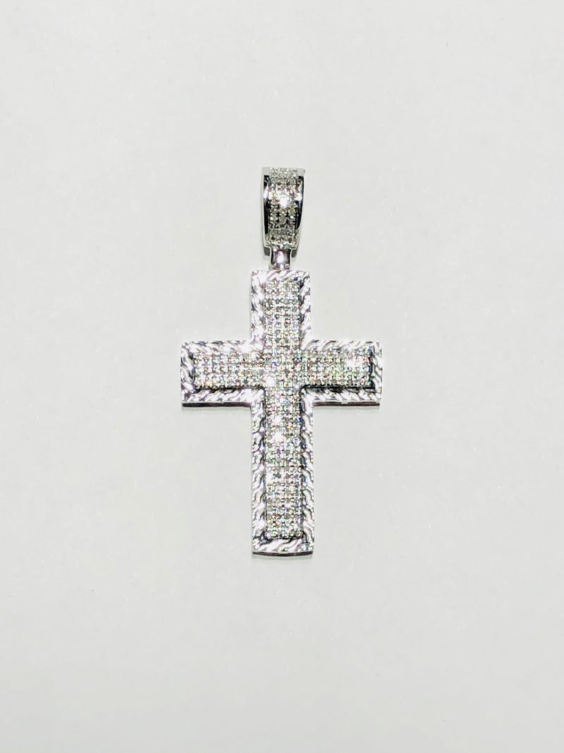 Diamond Prestigious-Cut Cross Pendant (14K)