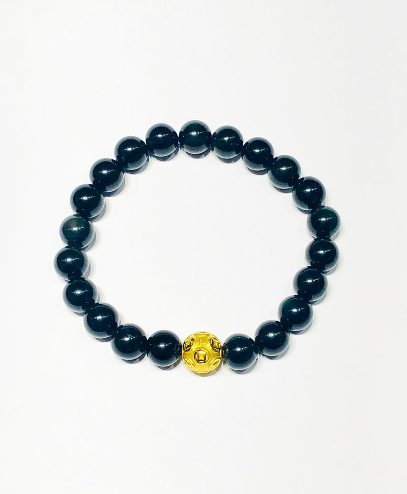 Beaded Black Agate Bracelet (24K)