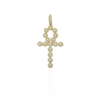 Round Shape Ankh Cross CZ pendant (14K)