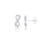 Pave Infinity Stud CZ Earring (Silver)