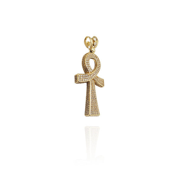 Iced-Out Curved Ankh CZ Pendant (14K) New York Popular Jewelry