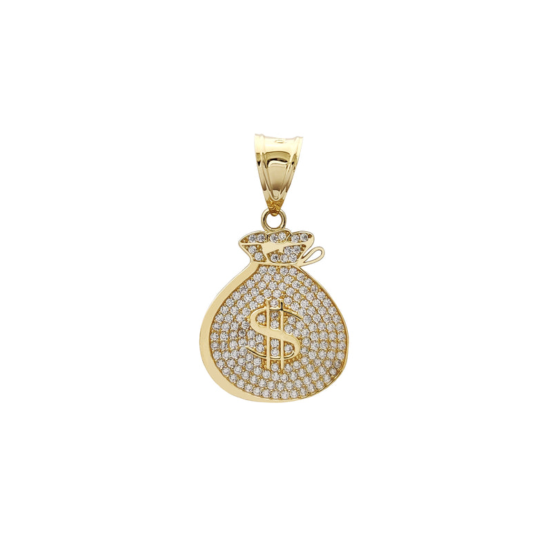 Medium Size Iced-Out Money Bag Pendant (14K) Popular Jewelry New York