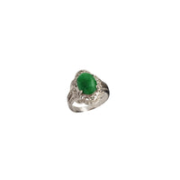 Oval Jade Floral Diamond  Ring (14K)