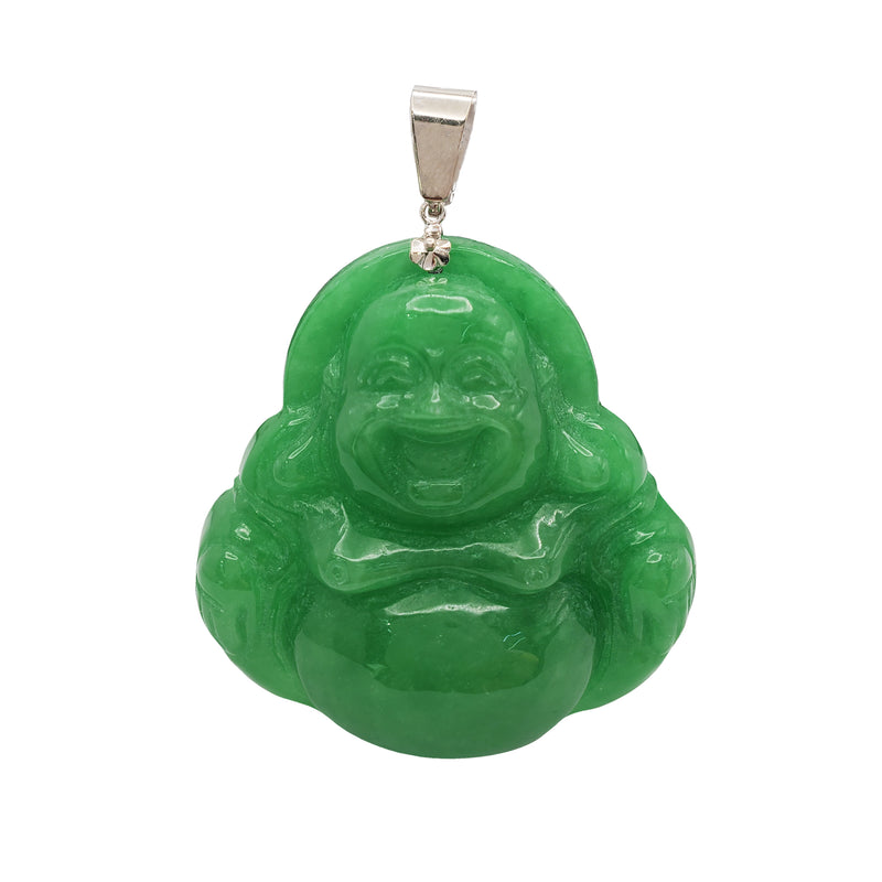 Jade Laughing Buddha Pendant (14K)