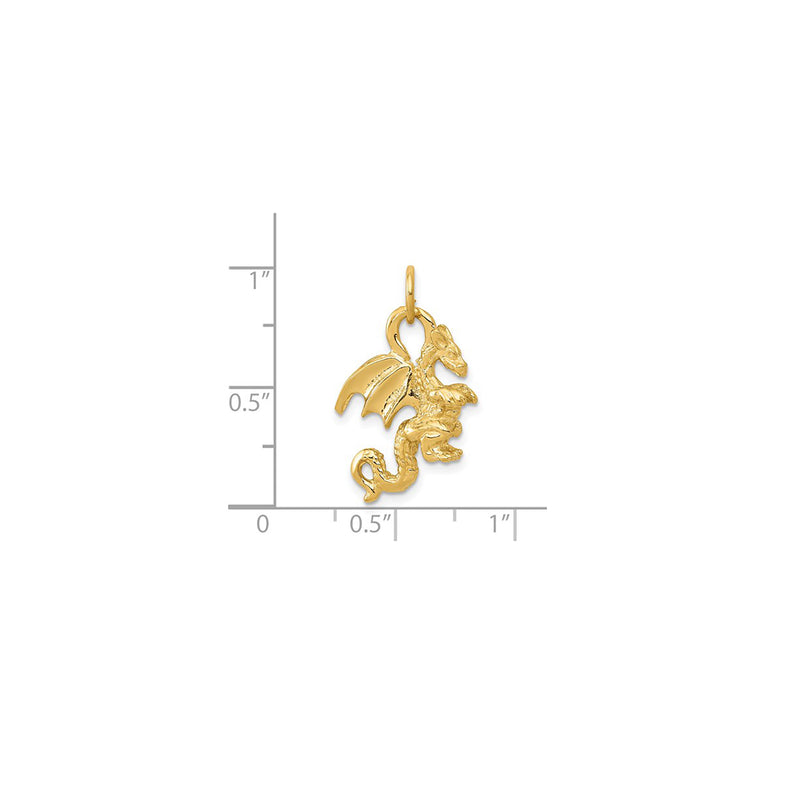 3-D Textured Glossy Dragon Pendant (14K)