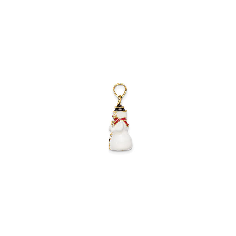 3-D Enamel Snowman Black Broom Pendant (14K)