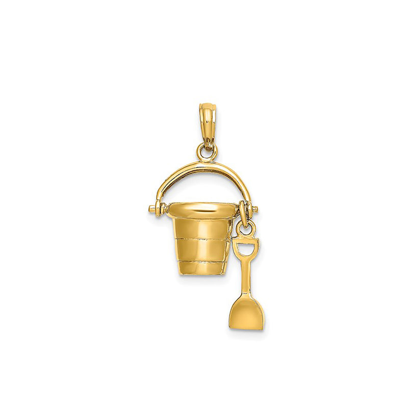 3-D Beach Bucket & Shovel Pendant (14K)