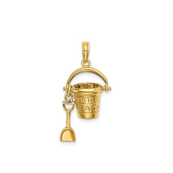 3-D Beach Bucket & Shovel Pendant (14K)