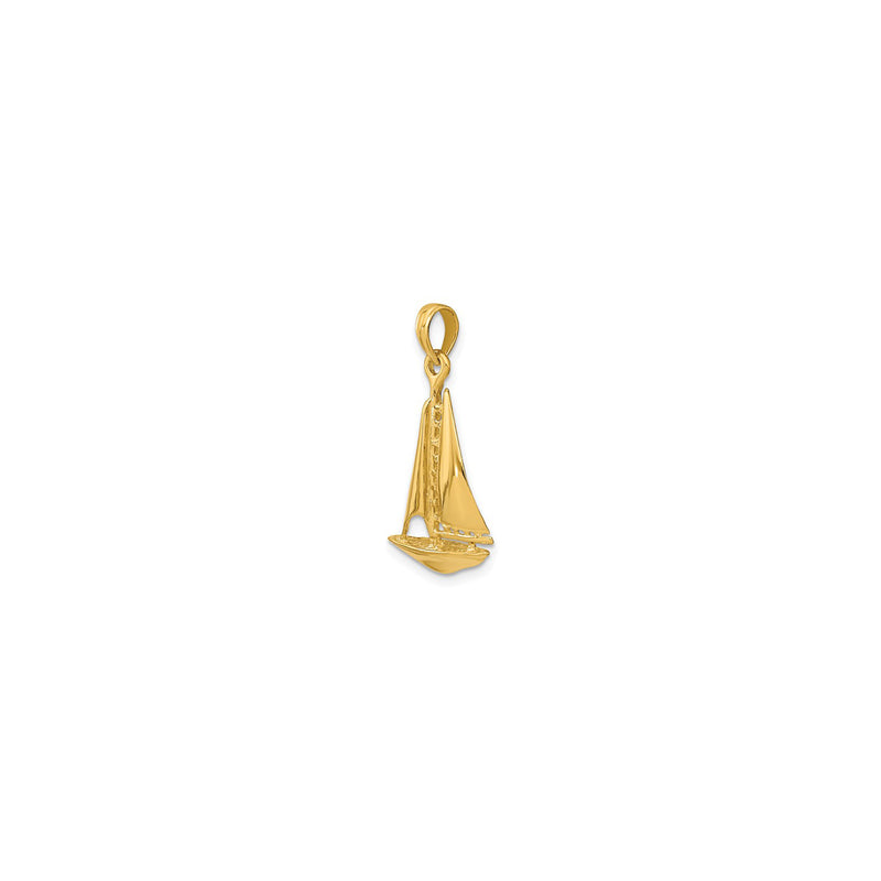 3-D Glossy Sailboat Pendant (14K)