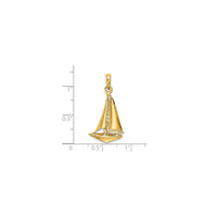 3-D Glossy Sailboat Pendant (14K)