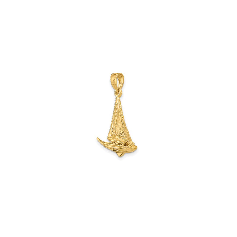 3-D Textured Sailing Boat Pendant (14K)