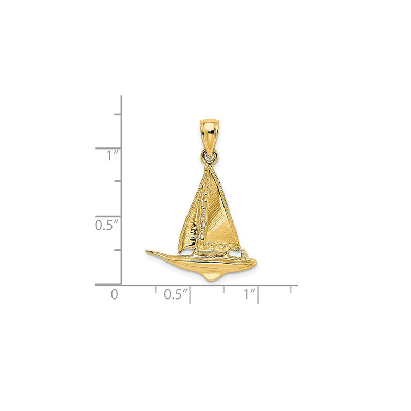 3-D Textured Sailing Boat Pendant (14K)