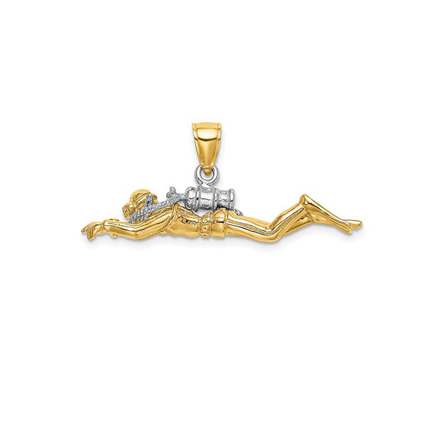 3D Scuba Diver Pendant (14K)