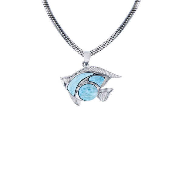 Larimar Fish Necklace (Silver)