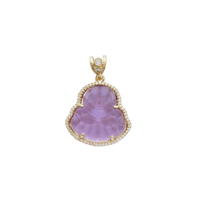 Light Purple Laughing Buddha Pendant (14K)