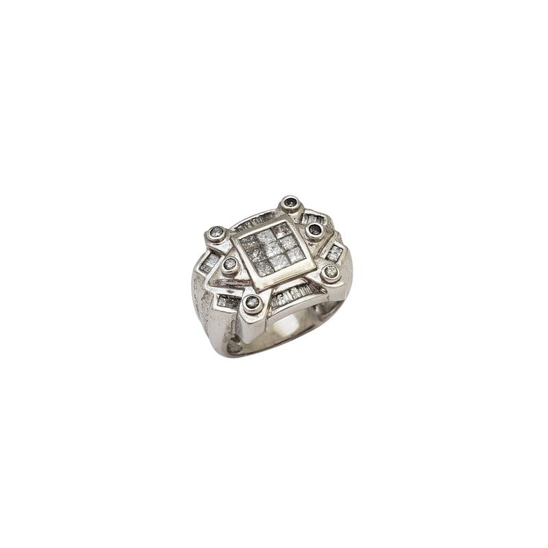 Invisible Setting Princess Cut, Round, and Baguette Diamond Men's Ring (14K)