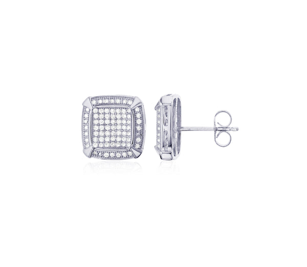 Micropave Square CZ Stud Earring (Silver)