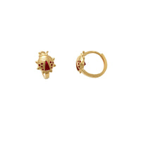 Lady Bug CZ Huggie Earrings (14K)