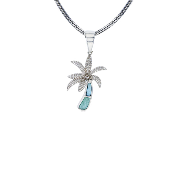 Larimar Palm Trees Necklace (Silver)