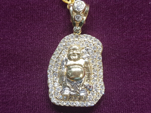 Iced Out Aura Laughing Buddha Pendant 10K - Lucky Diamond 恆福珠寶金行 New York City 169 Canal Street 10013 Jewelry store Playboi Charlie Chinatown @luckydiamondny 2124311180