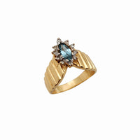 Light Blue Halo Marquise Chevron Ring (14K) Popular Jewelry New York