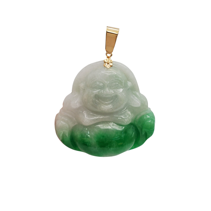 Jade Laughing Buddha Pendant (14K)