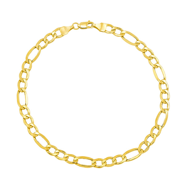 Lightweight/Hollow Figaro Bracelet (14K)