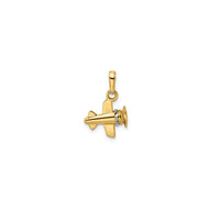 3-D Two Tone Diamond-Cuts Airplane Pendant (14K)