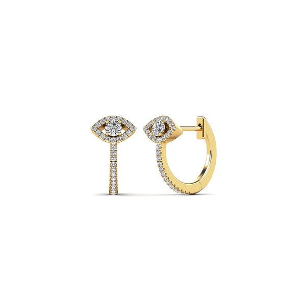 Diamond Evil Eyes Huggie Earrings (14K)