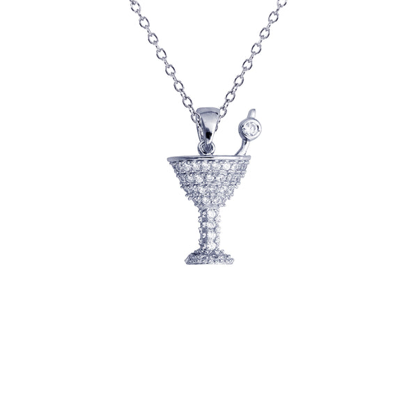 Martini Glass Necklace (Silver)