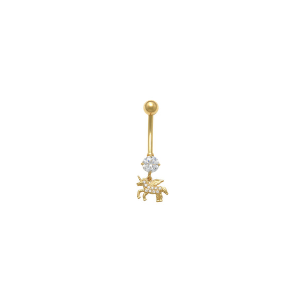 Zirconia Unicorn Belly Piercing (14K)