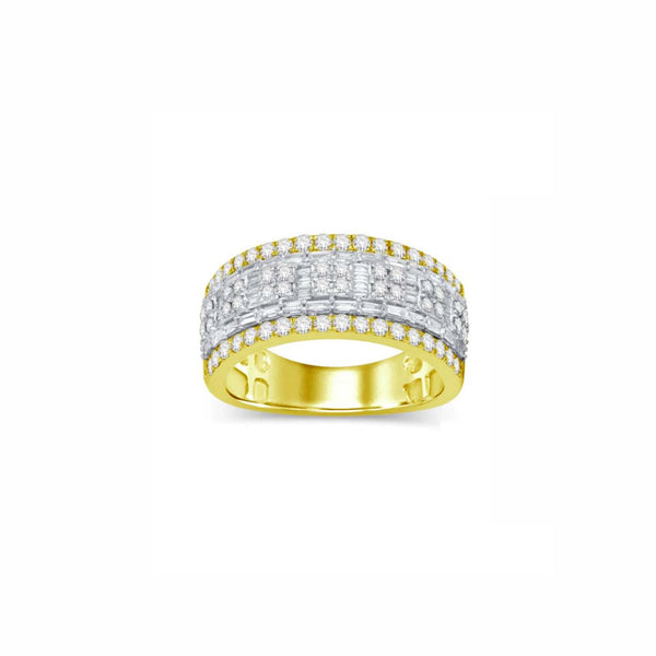 [10mm] Diamond Baguettes & Round Wedding Band Ring (14K)